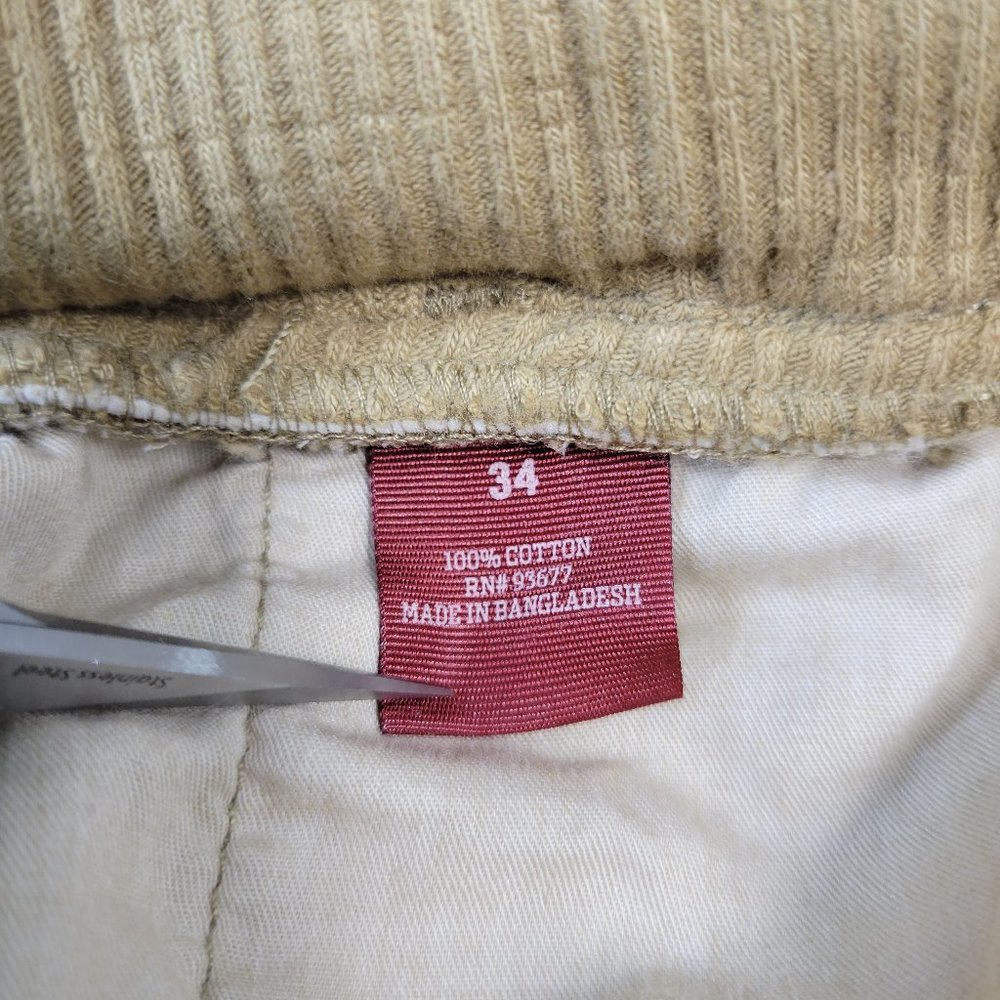 Arizona Jeans Cargo Jogger Pants Men's Size 34 Tapered Fit Elastic Cuffs Beige - Picture 9 of 12